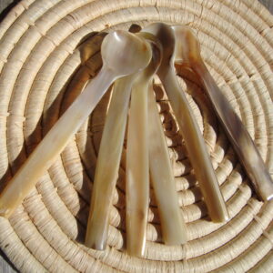 Lot de 6 petites cuillères en corne naturelle