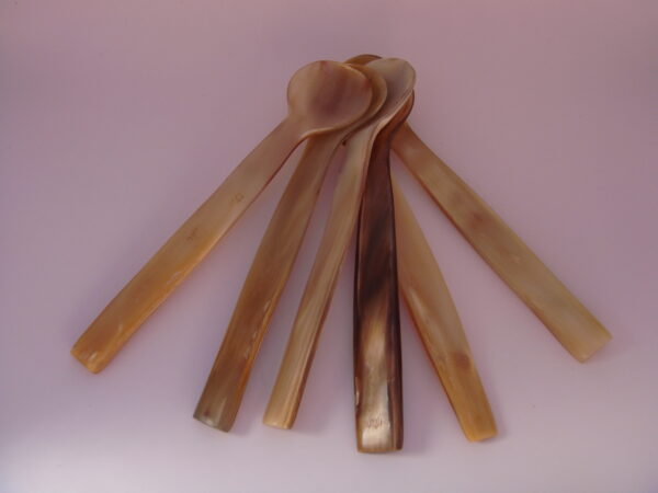 Lot de 6 petites cuillères en corne naturelle – Image 3