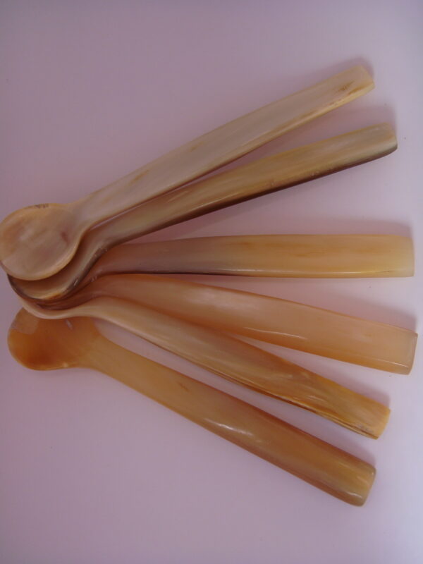 Lot de 6 petites cuillères en corne naturelle – Image 6