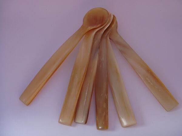 Lot de 6 petites cuillères en corne naturelle – Image 9