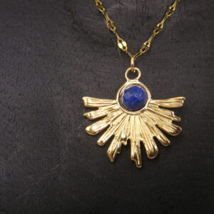 Collier acier & Lapis Lazuli, réglable chaînette