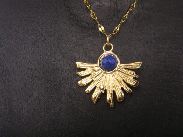 Collier acier & Lapis Lazuli, réglable chaînette