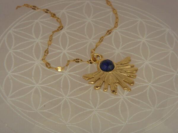 Collier acier & Lapis Lazuli, réglable chaînette – Image 2