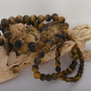 Bracelet élastique en pierre d'Œil de Tigre dépoli