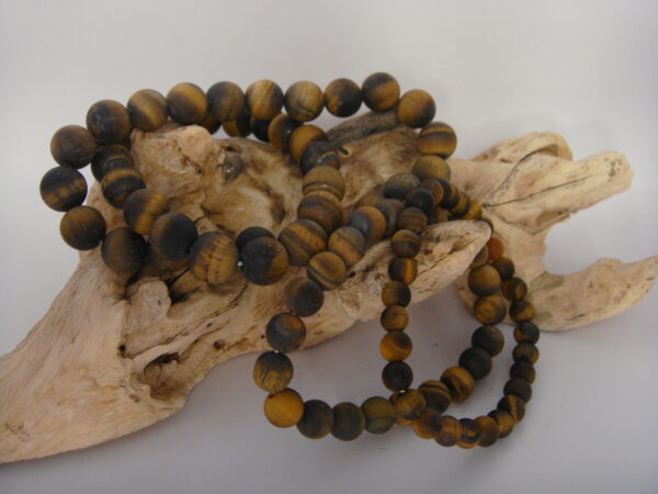 Bracelet élastique en pierre d'Œil de Tigre dépoli