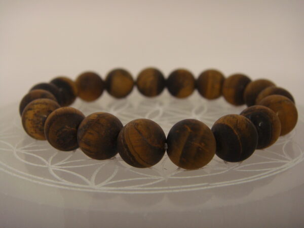 Bracelet élastique en pierre d'Œil de Tigre dépoli – Image 3
