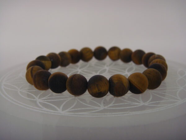 Bracelet élastique en pierre d'Œil de Tigre dépoli – Image 4