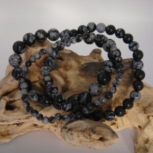 Bracelet élastique en pierre d'Obsidienne mouchetée