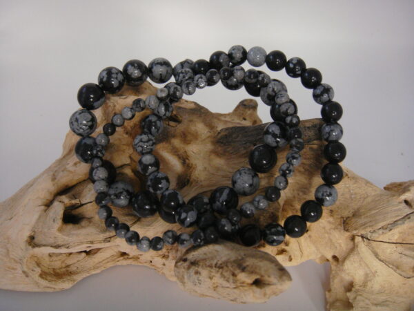 Bracelet élastique en pierre d'Obsidienne mouchetée