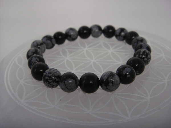 Bracelet élastique en pierre d'Obsidienne mouchetée – Image 2
