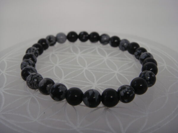 Bracelet élastique en pierre d'Obsidienne mouchetée – Image 3