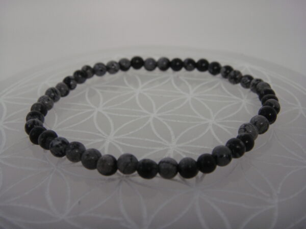 Bracelet élastique en pierre d'Obsidienne mouchetée – Image 4