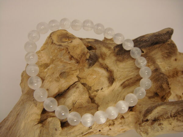 Bracelet élastique en pierre de Sélénite