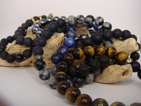 Bracelet élastique homme multipierres boules 10mm