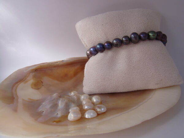 Bracelet élastique en Perles d'eau douce naturelles – Image 7