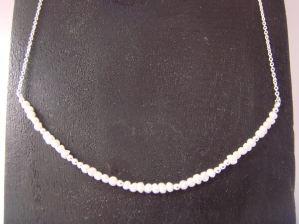 Collier en argent et Perles d'eau douce, réglable chaînette argent – Image 3
