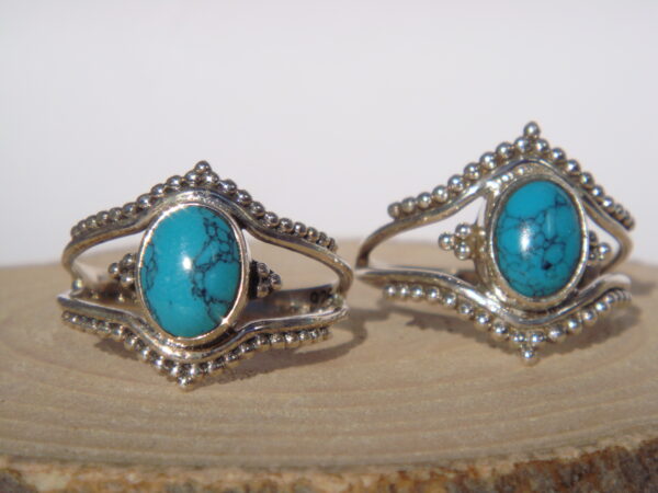 Bague ethnique argent & pierre naturelle – Image 3