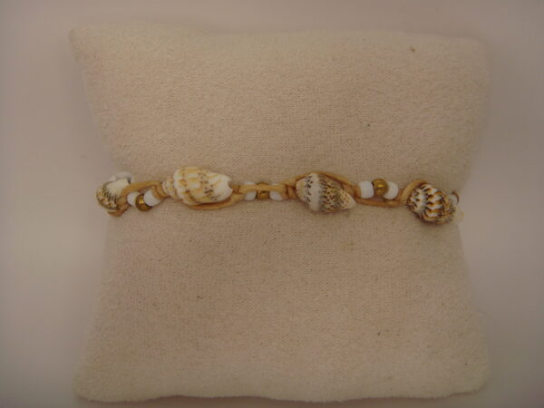 Bracelet laiton en coton ciré & coquillage naturel – Image 4