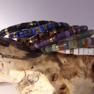 Bracelet ajustable en pierre naturelle plate et arrondie