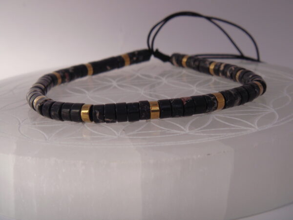 Bracelet ajustable en pierre naturelle plate et arrondie – Image 2