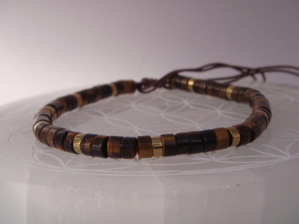 Bracelet ajustable en pierre naturelle plate et arrondie – Image 4