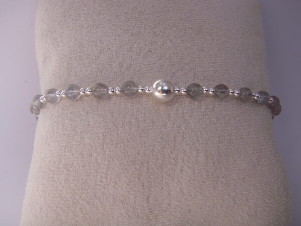 Bracelet en pierre naturelle et argent 925, réglable avec chaînette – Image 4