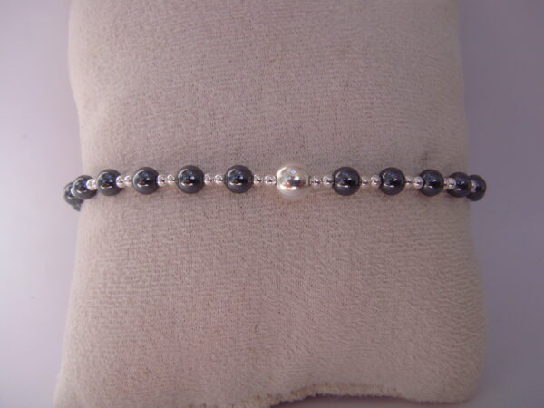 Bracelet en pierre naturelle et argent 925, réglable avec chaînette – Image 5
