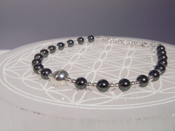 Bracelet en pierre naturelle et argent 925, réglable avec chaînette – Image 3