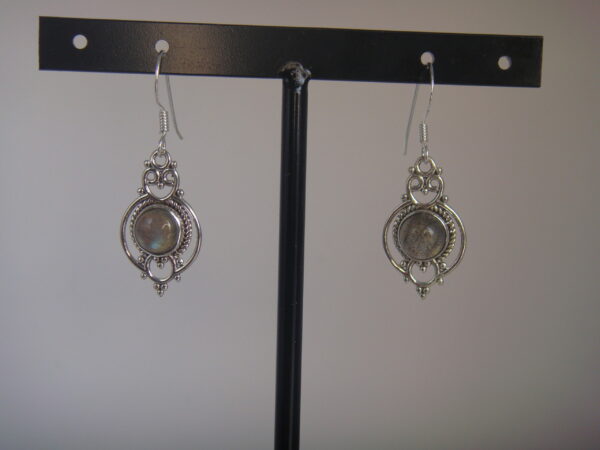 Boucles d'oreilles ethniques argent & pierre naturelle – Image 2