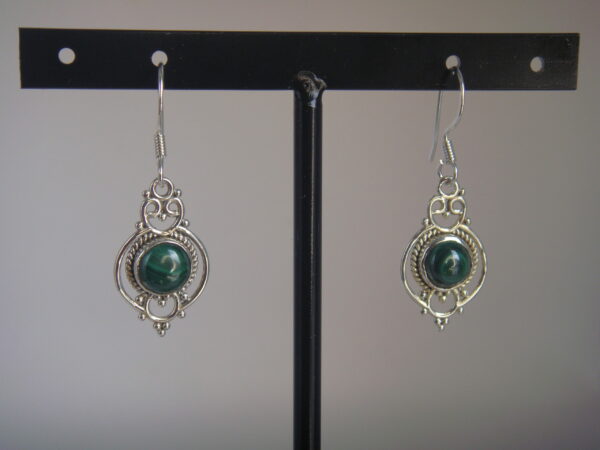 Boucles d'oreilles ethniques argent & pierre naturelle – Image 3