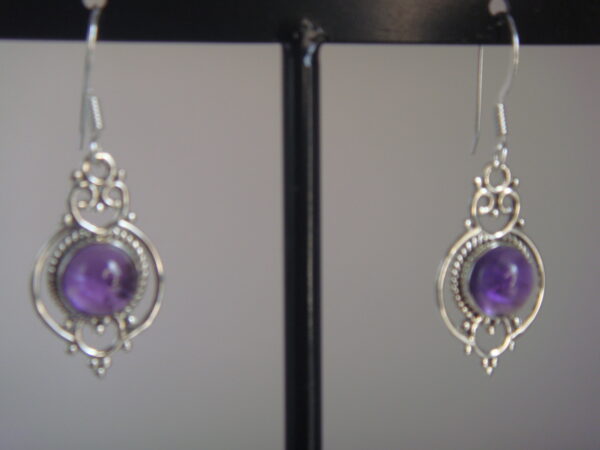 Boucles d'oreilles ethniques argent & pierre naturelle – Image 6