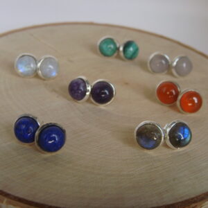 Boucles d'oreilles puces argent & pierre naturelle