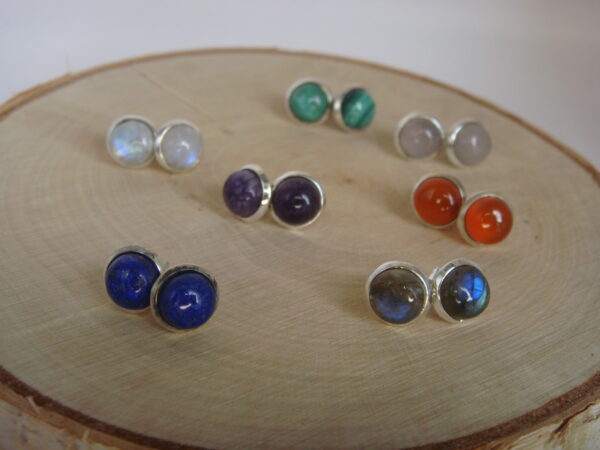 Boucles d'oreilles puces argent & pierre naturelle