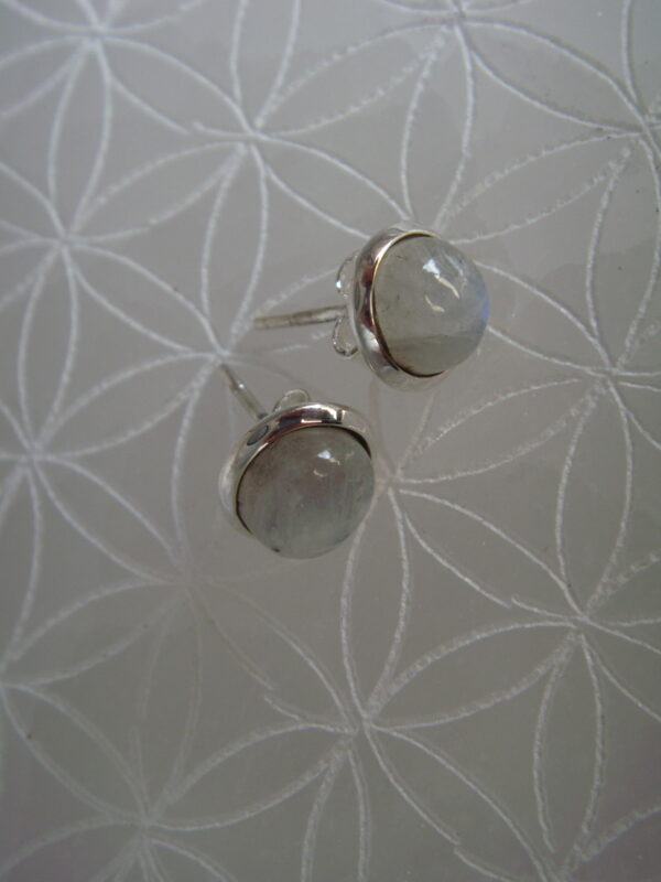 Boucles d'oreilles puces argent & pierre naturelle – Image 3