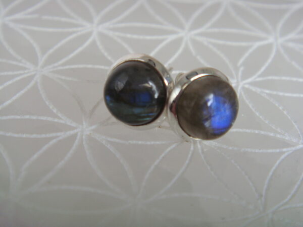 Boucles d'oreilles puces argent & pierre naturelle – Image 5
