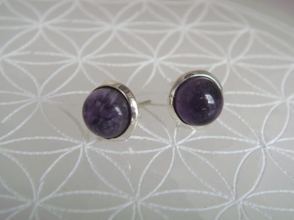Boucles d'oreilles puces argent & pierre naturelle – Image 6
