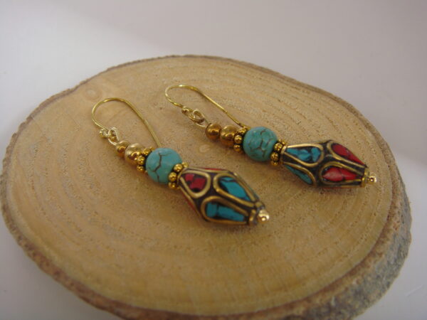 Boucles d'oreilles laiton style népalais – Image 2