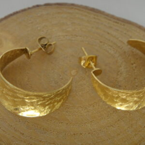 Boucles d'oreilles acier doré martelé créoles ouvertes
