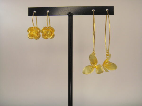 Boucles d'oreilles acier fleur de rose – Image 2