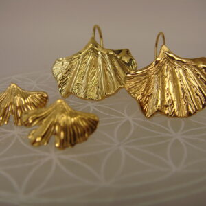 Boucles d'oreilles acier doré feuille de Ginkgo