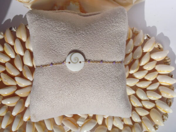 Bracelet acier doré Oeil de Sainte Lucie, réglable chaînette – Image 2