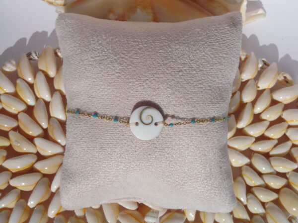 Bracelet acier doré Oeil de Sainte Lucie, réglable chaînette – Image 3