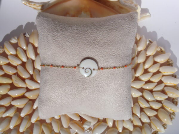 Bracelet acier doré Oeil de Sainte Lucie, réglable chaînette – Image 5