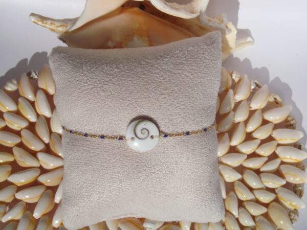 Bracelet acier doré Oeil de Sainte Lucie, réglable chaînette – Image 6