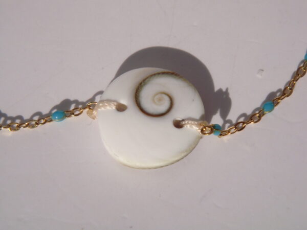 Bracelet acier doré Oeil de Sainte Lucie, réglable chaînette – Image 7