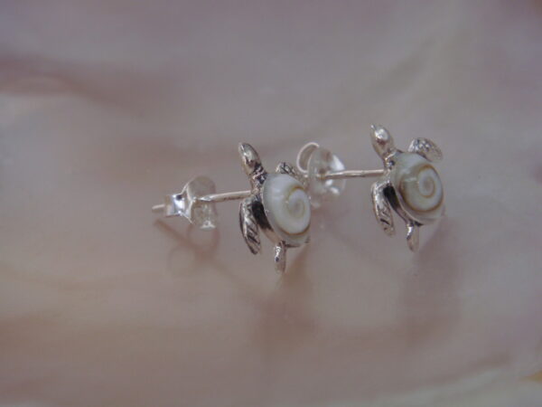 Boucles d'oreilles Oeil de Sainte Lucie, Argent 925, puces tortues
