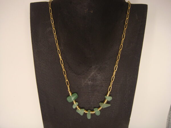 Collier acier doré & pierres baroques, réglable chaînette – Image 5