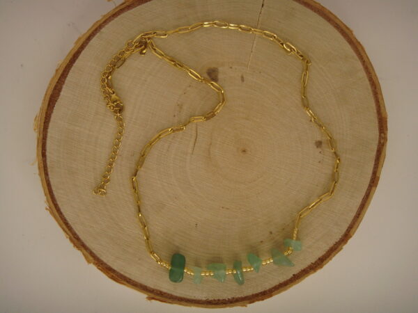 Collier acier doré & pierres baroques, réglable chaînette – Image 6