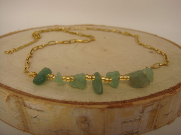 Collier acier doré & pierres baroques, réglable chaînette – Image 7