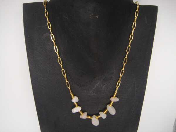 Collier acier doré & pierres baroques, réglable chaînette – Image 8